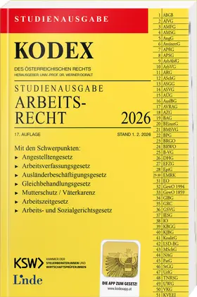 Doralt |  KODEX Studienausgabe Arbeitsrecht 2026 | Buch |  Sack Fachmedien