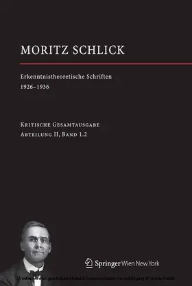 Friedl / Rutte | Moritz Schlick. Erkenntnistheoretische Schriften 1926-1936 | E-Book | sack.de