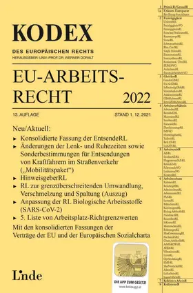 Dori / Schmid / Doralt |  KODEX EU-Arbeitsrecht 2022 | Buch |  Sack Fachmedien