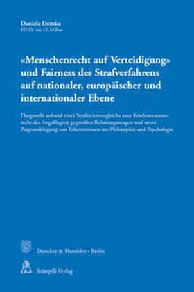 Demko |  'Menschenrecht auf Verteidigung' und Fairness des Strafverfahrens auf nationaler, europäischer und internationaler Ebene | Buch |  Sack Fachmedien