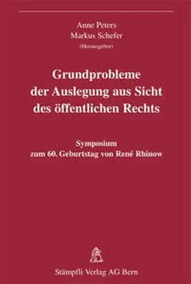 Peters / Schefer / Biaggini |  Grundprobleme der Auslegung aus Sicht des öffentlichen Rechts | Buch |  Sack Fachmedien
