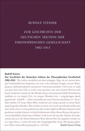 Steiner / Zehnter |  Zur Geschichte der Deutschen Sektion der Theosophischen Gesellschaft 1902–1913 | Buch |  Sack Fachmedien