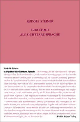 Steiner / Hasler / Rudolf Steiner Nachlassverwaltung |  Eurythmie als sichtbare Sprache | Buch |  Sack Fachmedien