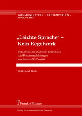 Bock |  "Leichte Sprache" - Kein Regelwerk | Buch |  Sack Fachmedien
