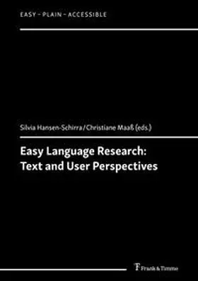 Hansen-Schirra / Maaß |  Easy Language Research: Text and User Perspectives | Buch |  Sack Fachmedien