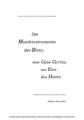 Schneider |  Die Musikinstrumente der Bibel | eBook | Sack Fachmedien