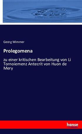 Wimmer |  Prolegomena | Buch |  Sack Fachmedien