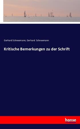 Schneemann |  Kritische Bemerkungen zu der Schrift | Buch |  Sack Fachmedien
