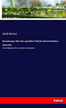 Merkel |  Bemerkungen über den speciellen Theil des österreichischen Entwurfes | Buch |  Sack Fachmedien