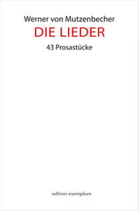 von Mutzenbecher |  Die Lieder | Buch |  Sack Fachmedien
