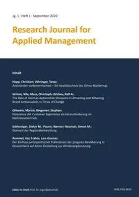 Bingemer / Böckenholt / Rommel |  Research Journal for Applied Management - Jg. 1, Heft 1 | Buch |  Sack Fachmedien