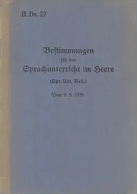 Heise |  H.Dv. 27 Bestimmungen für den Sprachunterricht im Heere | Buch |  Sack Fachmedien