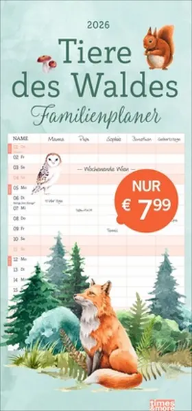  tm Tiere des Waldes Familienplaner 2026 | Sonstiges |  Sack Fachmedien