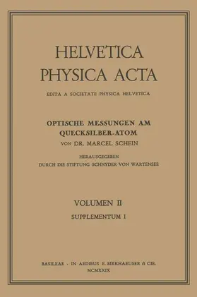 SCHEIN |  Optische Messungen am Quecksilber-Atom | Buch |  Sack Fachmedien