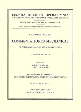 Euler / Blanc / De Haller |  Commentationes mechanicae ad theoriam machinarum pertinentes 2nd part | Buch |  Sack Fachmedien