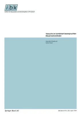 Marti / Mojsilovic |  Versuche an kombiniert beanspruchten Mauerwerkswänden | Buch |  Sack Fachmedien