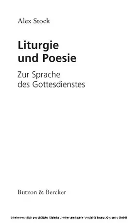 Stock |  Liturgie und Poesie | eBook | Sack Fachmedien