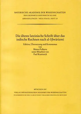  Die älteste lateinische Schrift über das indische Rechnen nach al-Hwarizmi | Buch |  Sack Fachmedien