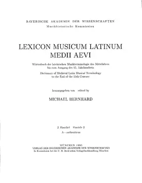 Lexicon Musicum Latinum Medii Aevi  2. Faszikel - Fascicle 2 (A - authenticus) | Buch | 978-3-7696-6502-4 | sack.de