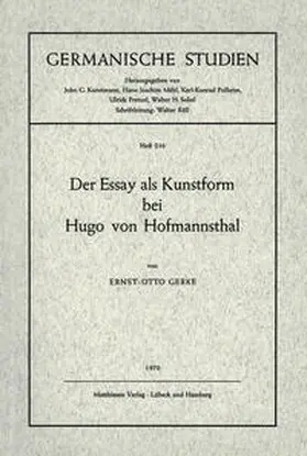 Gerke |  Der Essay als Kunstform bei Hugo von Hofmannsthal | Buch |  Sack Fachmedien