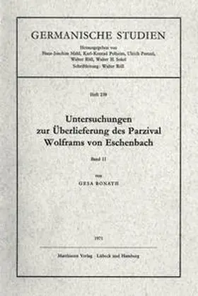 Bonath |  Untersuchungen zur Überlieferung des Parzival Wolframs von Eschenbach | Buch |  Sack Fachmedien