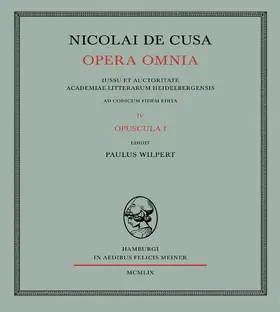 Wilpert |  Nicolai de Cusa Opera omnia / Nicolai de Cusa Opera omnia. Volumen IV. | Buch |  Sack Fachmedien