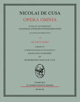 Bascour / Klibansky |  Nicolai de Cusa Opera omnia / Nicolai de Cusa Opera omnia | Buch |  Sack Fachmedien