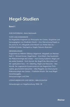Pöggeler / Nicolin |  Hegel-Studien / Hegel-Studien Band 1 (1961) | Buch |  Sack Fachmedien