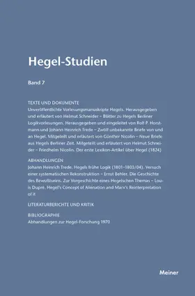 Nicolin / Pöggeler |  Hegel-Studien / Hegel-Studien Band 7 (1972) | Buch |  Sack Fachmedien