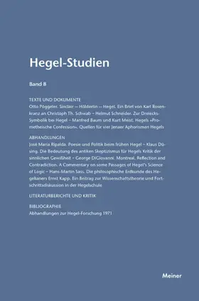Pöggeler / Nicolin |  Hegel-Studien / Hegel-Studien Band 8 (1973) | Buch |  Sack Fachmedien