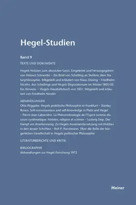 Pöggeler / Nicolin |  Hegel-Studien / Hegel-Studien Band 9 (1974) | Buch |  Sack Fachmedien