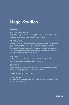 Nicolin / Pöggeler |  Hegel-Studien / Hegel-Studien Band 11 (1976) | Buch |  Sack Fachmedien