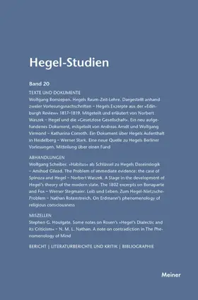 Nicolin / Pöggeler |  Hegel-Studien / Hegel-Studien Band 20 (1985) | Buch |  Sack Fachmedien