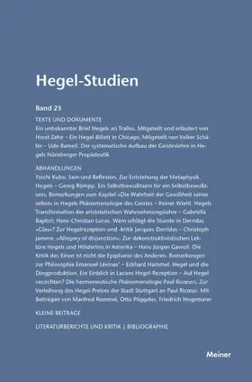 Pöggeler / Nicolin |  Hegel-Studien / Hegel-Studien Band 23 (1988) | Buch |  Sack Fachmedien