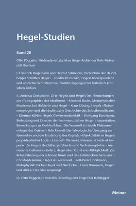 Nicolin / Pöggeler |  Hegel-Studien / Hegel-Studien | Buch |  Sack Fachmedien