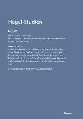 Pöggeler / Nicolin |  Hegel-Studien / Hegel-Studien, Band 29 | Buch |  Sack Fachmedien