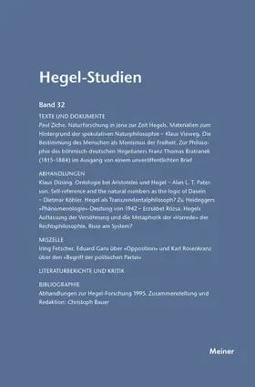Pöggeler / Nicolin |  Hegel-Studien / Hegel-Studien Band 32 (1997) | Buch |  Sack Fachmedien