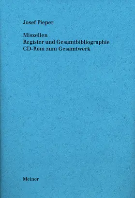 Pieper / Wald |  Miszellen. Register und Gesamtbibliographie. CD-ROM zum Gesamtwerk | Buch |  Sack Fachmedien