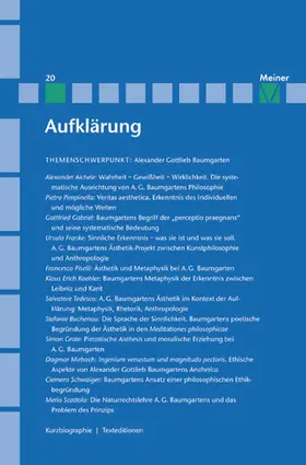 Aichele / Mirbach |  Aufklärung, Band 20: Alexander Gottlieb Baumgarten. Sinnliche Erkenntnis in der Philosophie des Rationalismus | eBook | Sack Fachmedien