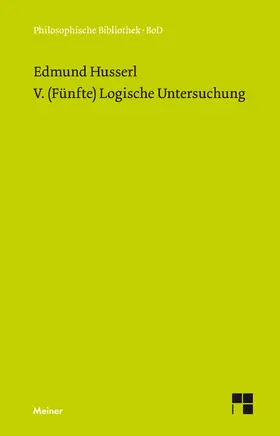 Husserl / Ströker |  V. (Fünfte) Logische Untersuchung | eBook | Sack Fachmedien
