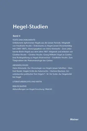 Pöggeler / Nicolin |  Hegel-Studien / Hegel-Studien Band 4 (1967) | Buch |  Sack Fachmedien