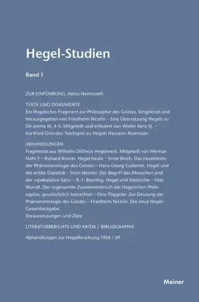 Nicolin / Pöggeler |  Hegel-Studien Band 1 | eBook | Sack Fachmedien