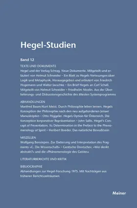 Nicolin / Pöggeler |  Hegel-Studien Band 12 | eBook | Sack Fachmedien