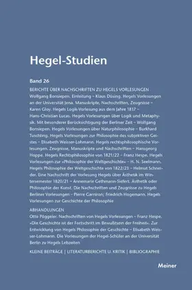 Nicolin / Pöggeler |  Hegel-Studien Band 26 | eBook | Sack Fachmedien