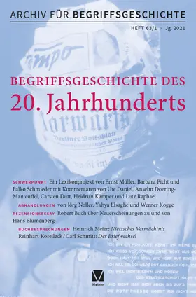 Dutt / Busche / Bermes |  Archiv für Begriffsgeschichte. Band 63,1. Schwerpunkt: Begriffsgeschichte des 20. Jahrhunderts | Buch |  Sack Fachmedien
