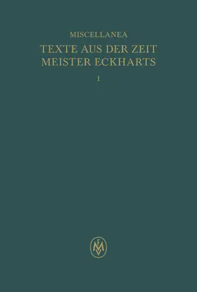 Beccarisi |  Miscellanea: Texte aus der Zeit Meister Eckharts I | eBook | Sack Fachmedien