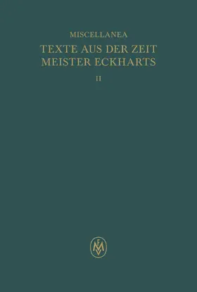 Beccarisi |  Miscellanea: Texte aus der Zeit Meister Eckharts II | eBook | Sack Fachmedien