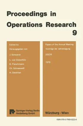 Schwarze / Dobschütz / Steckhan |  Vorträge der Jahrestagung 1979 / Papers of the Annual Meeting 1979 | Buch |  Sack Fachmedien