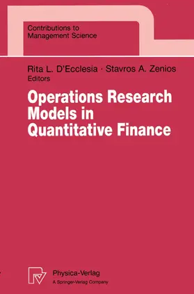 Zenios / D'Ecclesia |  Operations Research Models in Quantitative Finance | Buch |  Sack Fachmedien