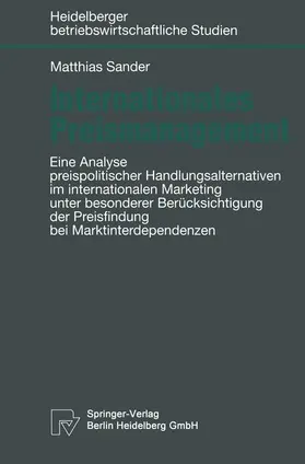 Sander |  Internationales Preismanagement | Buch |  Sack Fachmedien